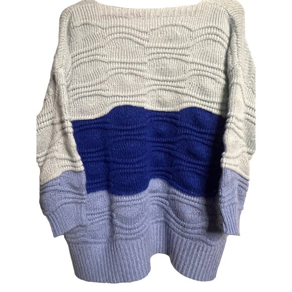 Promesa Women Oversized S Color Block Blue Knit Cardigan Sweater Grandma Core - Picture 9 of 14